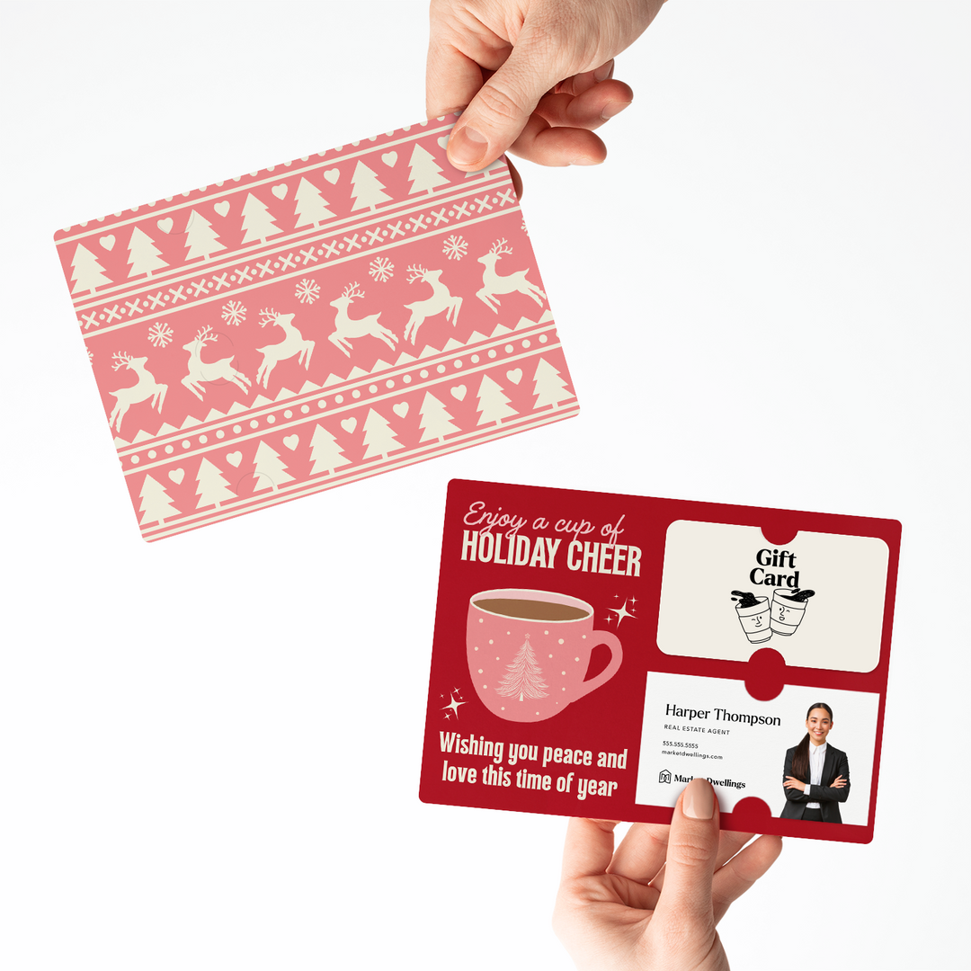 Set of Enjoy a Cup of Holiday Cheer Gift Card & Business Card Holder Mailers | Envelopes Included Mailer Market Dwellings