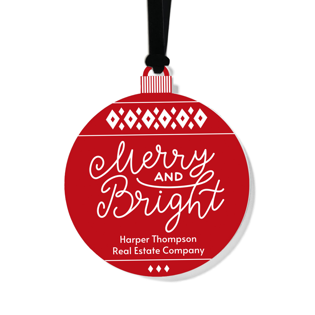 Customizable | Merry And Bright Holiday Ornament Ornament Market Dwellings RED BLACK