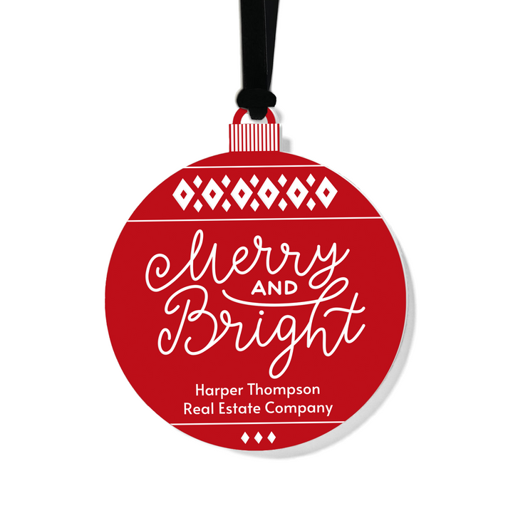 Customizable | Merry And Bright Holiday Ornament Ornament Market Dwellings RED BLACK