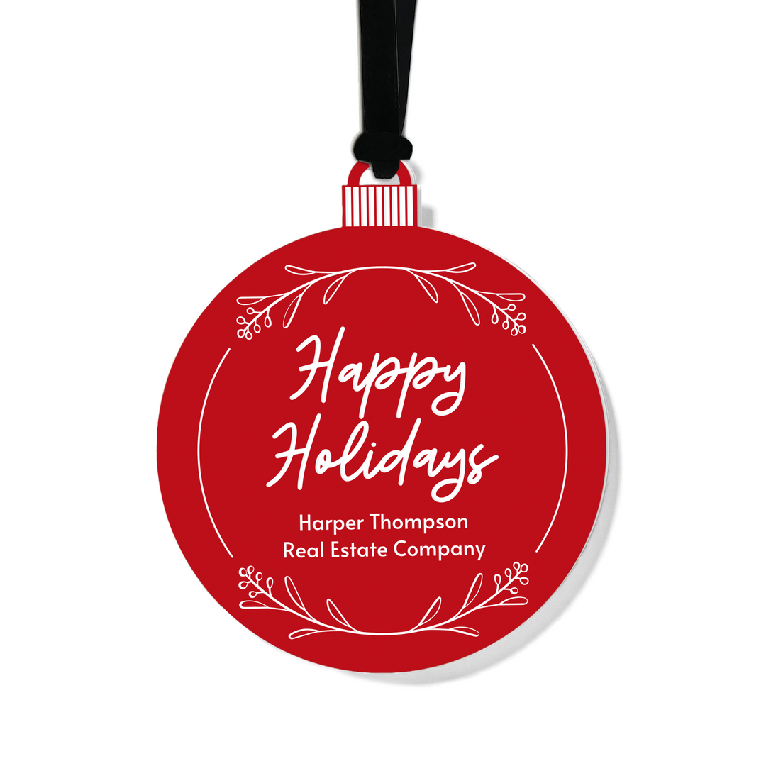 Customizable | Happy Holidays Ornament Ornament Market Dwellings RED BLACK