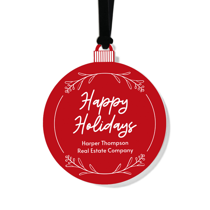 Customizable | Happy Holidays Ornament Ornament Market Dwellings RED BLACK