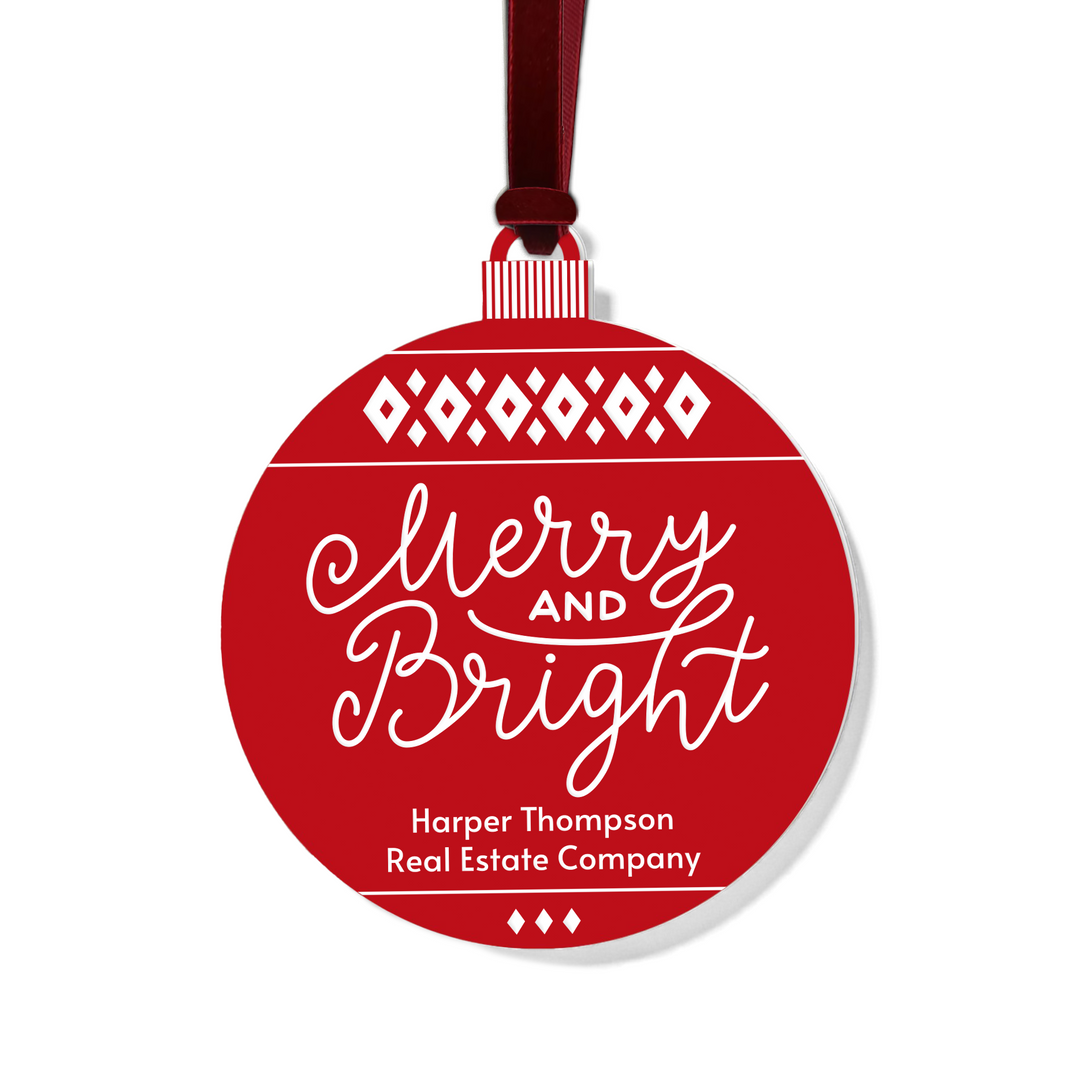 Customizable | Merry And Bright Holiday Ornament Ornament Market Dwellings RED BURGUNDY