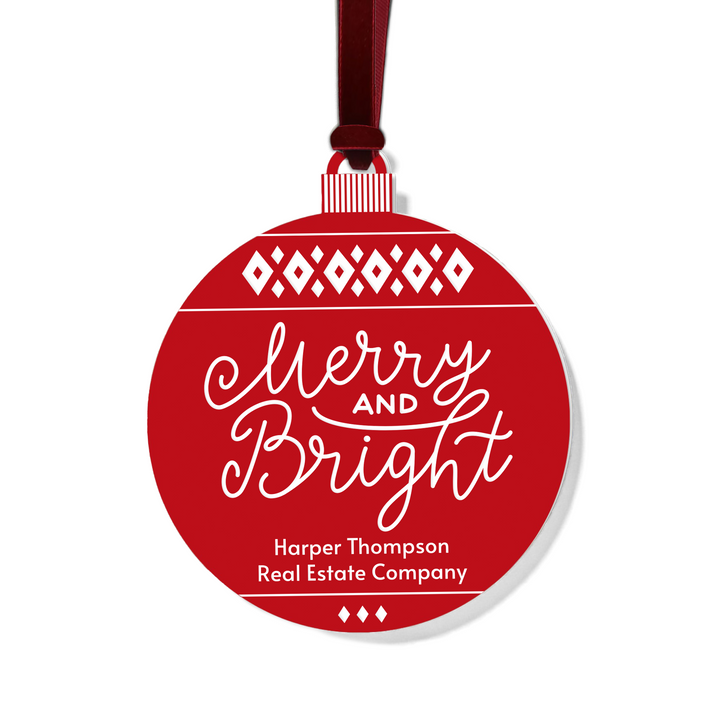 Customizable | Merry And Bright Holiday Ornament Ornament Market Dwellings RED BURGUNDY