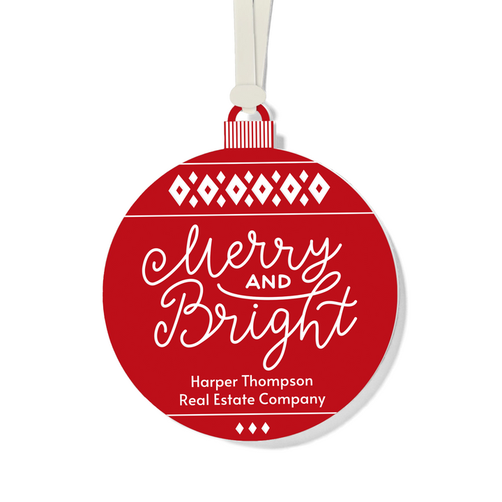 Customizable | Merry And Bright Holiday Ornament Ornament Market Dwellings RED CREAM
