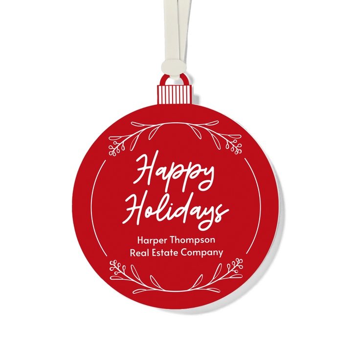Customizable | Happy Holidays Ornament Ornament Market Dwellings RED CREAM