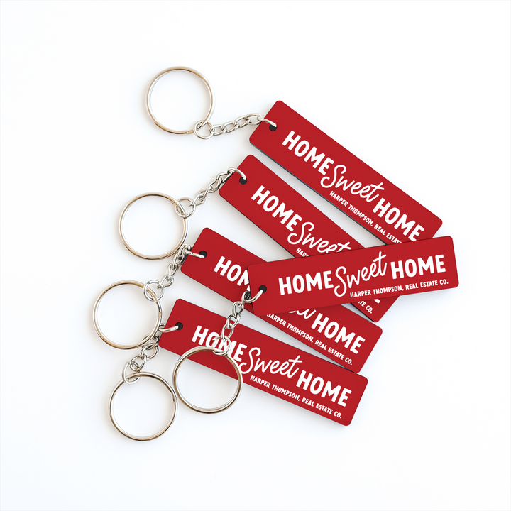 Customizable Home Sweet Home Keychains Keychain Market Dwellings REGAL RED SILVER