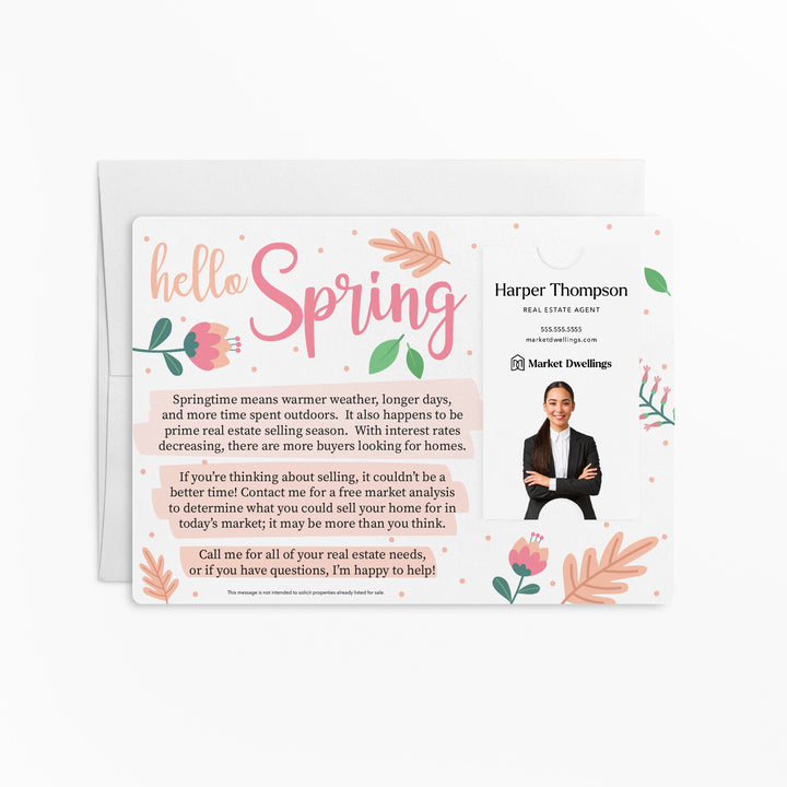 Set of "Hello Spring" Colorful Real Estate Mailer | Envelopes Included | S1-M005 Mailer Market Dwellings