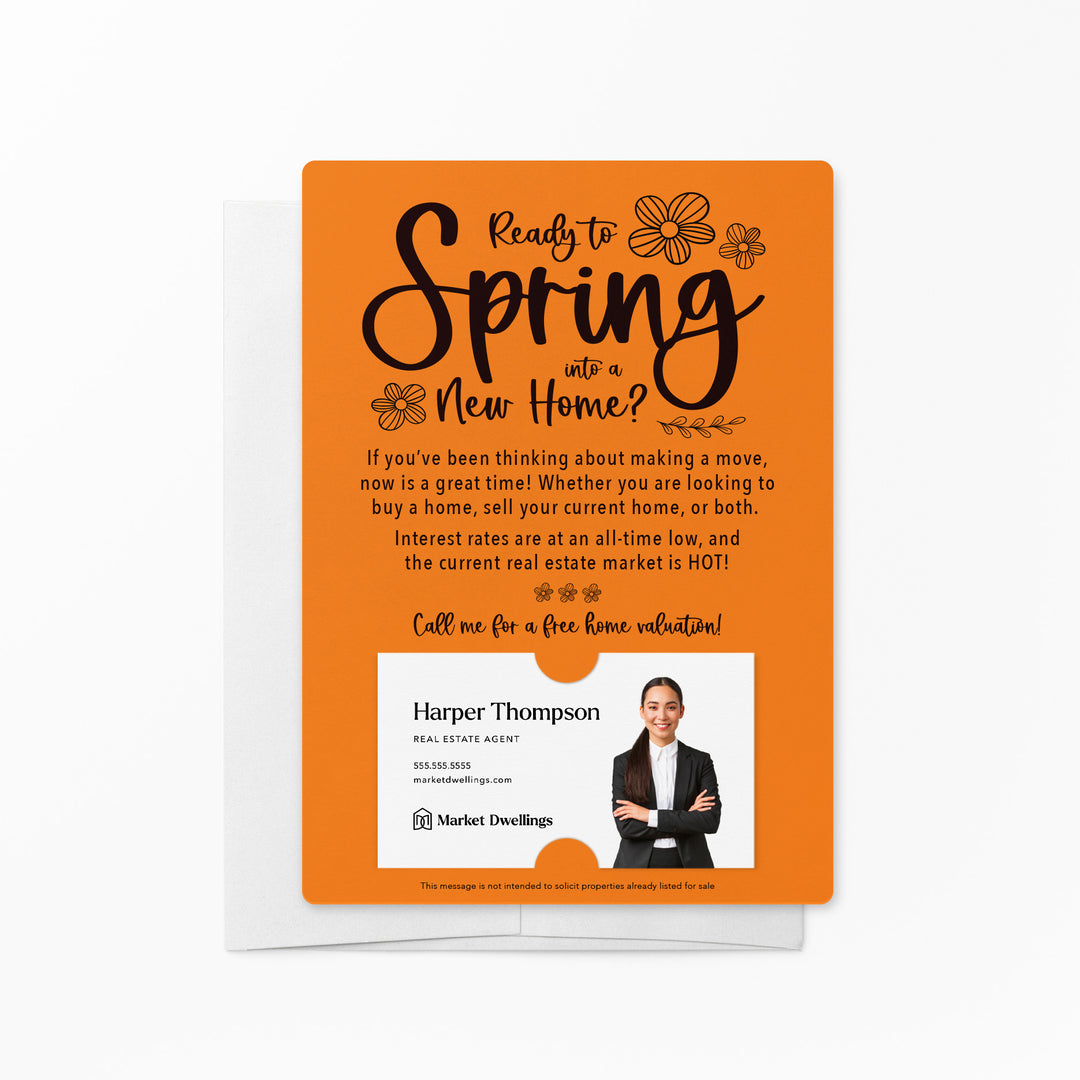 Set of "Ready to Spring into a New Home?" Real Estate Mailer | Envelopes Included | S1-M007 Mailer Market Dwellings CARROT