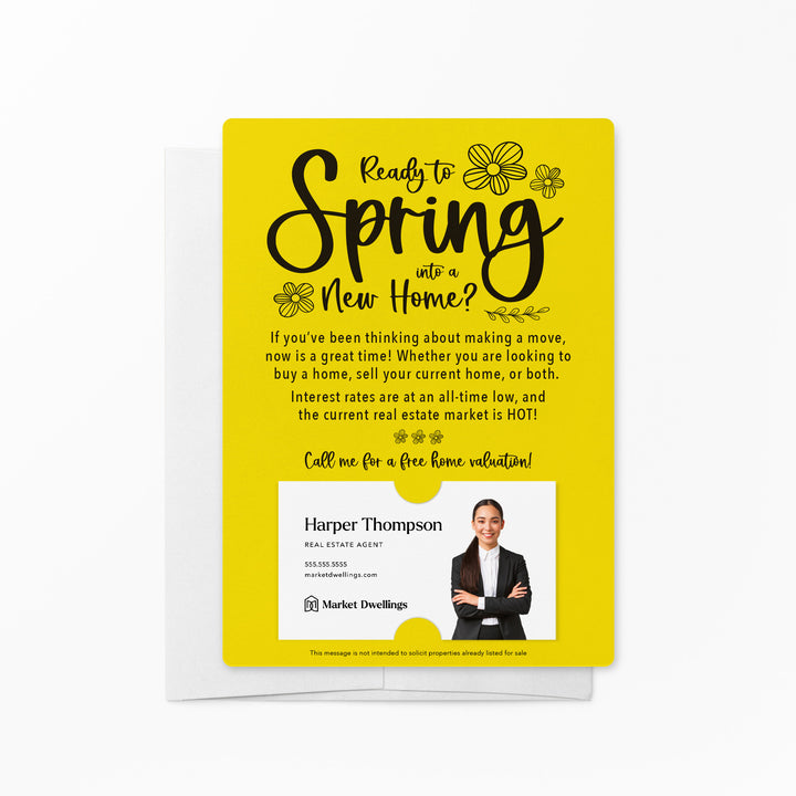 Set of "Ready to Spring into a New Home?" Real Estate Mailer | Envelopes Included | S1-M007 Mailer Market Dwellings LEMON