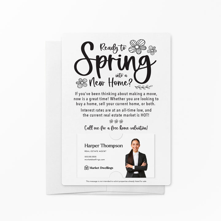 Set of "Ready to Spring into a New Home?" Real Estate Mailer | Envelopes Included | S1-M007 Mailer Market Dwellings WHITE