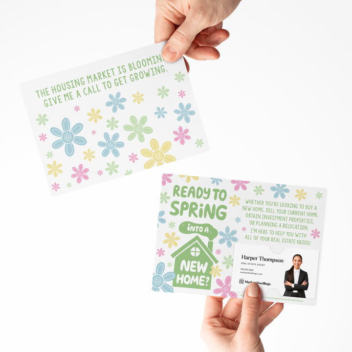 Set of "Ready to Spring Into a New Home?" Double-Sided Mailers | Envelopes Included | Easter | S4-M003 Mailer Market Dwellings