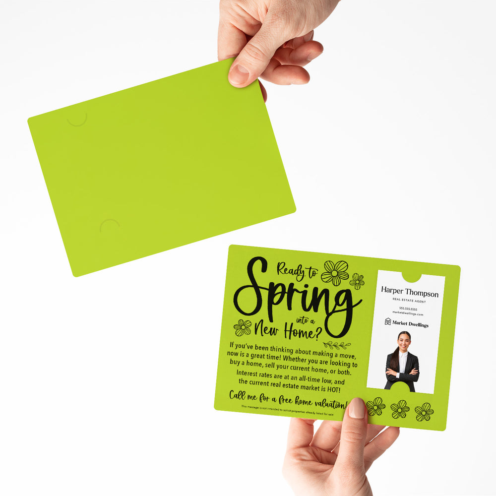 Vertical | Set of "Ready to Spring into a New Home?" Real Estate Mailer | Envelopes Included | S4-M005 Mailer Market Dwellings