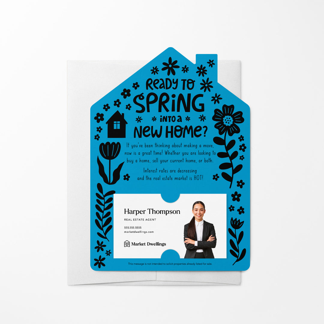 Set of Ready to Spring into a New Home? Real Estate Mailers | Envelopes Included | S4-M001 Mailer Market Dwellings ARCTIC