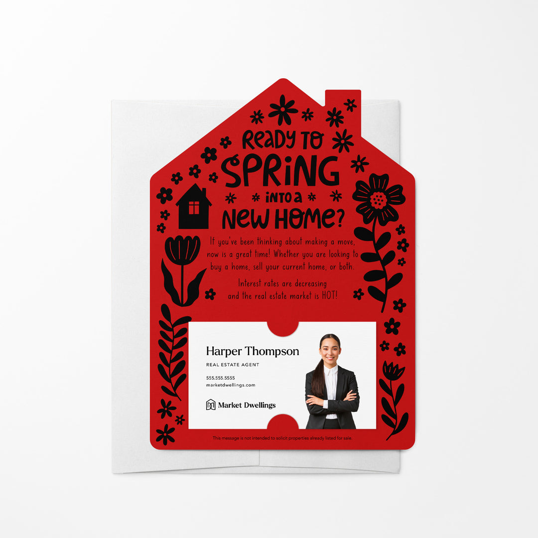 Set of Ready to Spring into a New Home? Real Estate Mailers | Envelopes Included | S4-M001