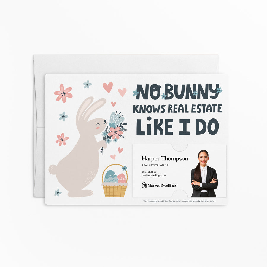 Set of "No Bunny Knows Real Estate Like I Do" Double Sided Mailers | Envelopes Included | Easter | S5-M003 Mailer Market Dwellings