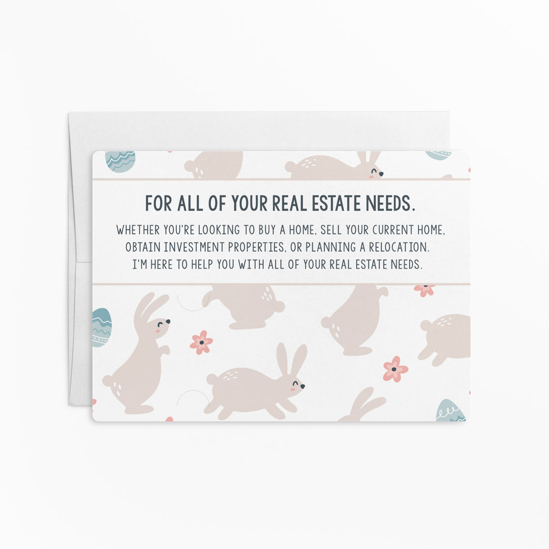 Set of "No Bunny Knows Real Estate Like I Do" Double Sided Mailers | Envelopes Included | Easter | S5-M003 Mailer Market Dwellings