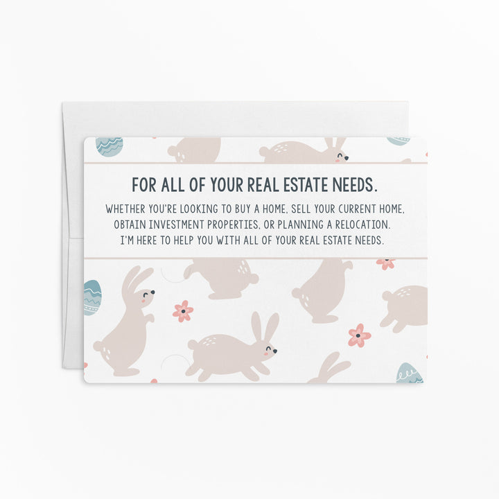 Set of "No Bunny Knows Real Estate Like I Do" Double Sided Mailers | Envelopes Included | Easter | S5-M003 Mailer Market Dwellings