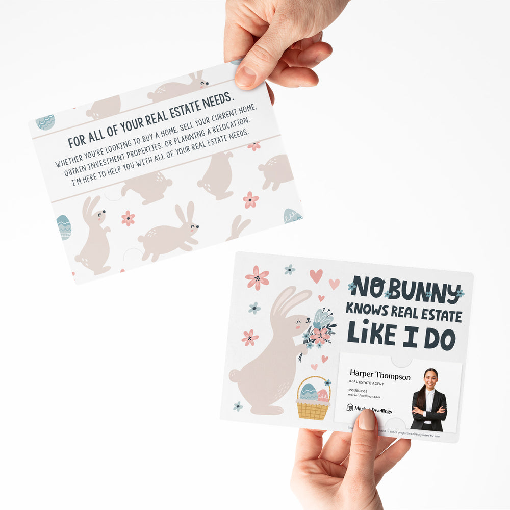 Set of "No Bunny Knows Real Estate Like I Do" Double Sided Mailers | Envelopes Included | Easter | S5-M003 Mailer Market Dwellings