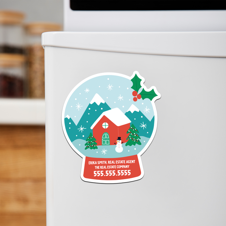Customizable | Holiday Snow Globe Refrigerator Magnets | DSM-20-AB Magnet Market Dwellings SEAFOAM  