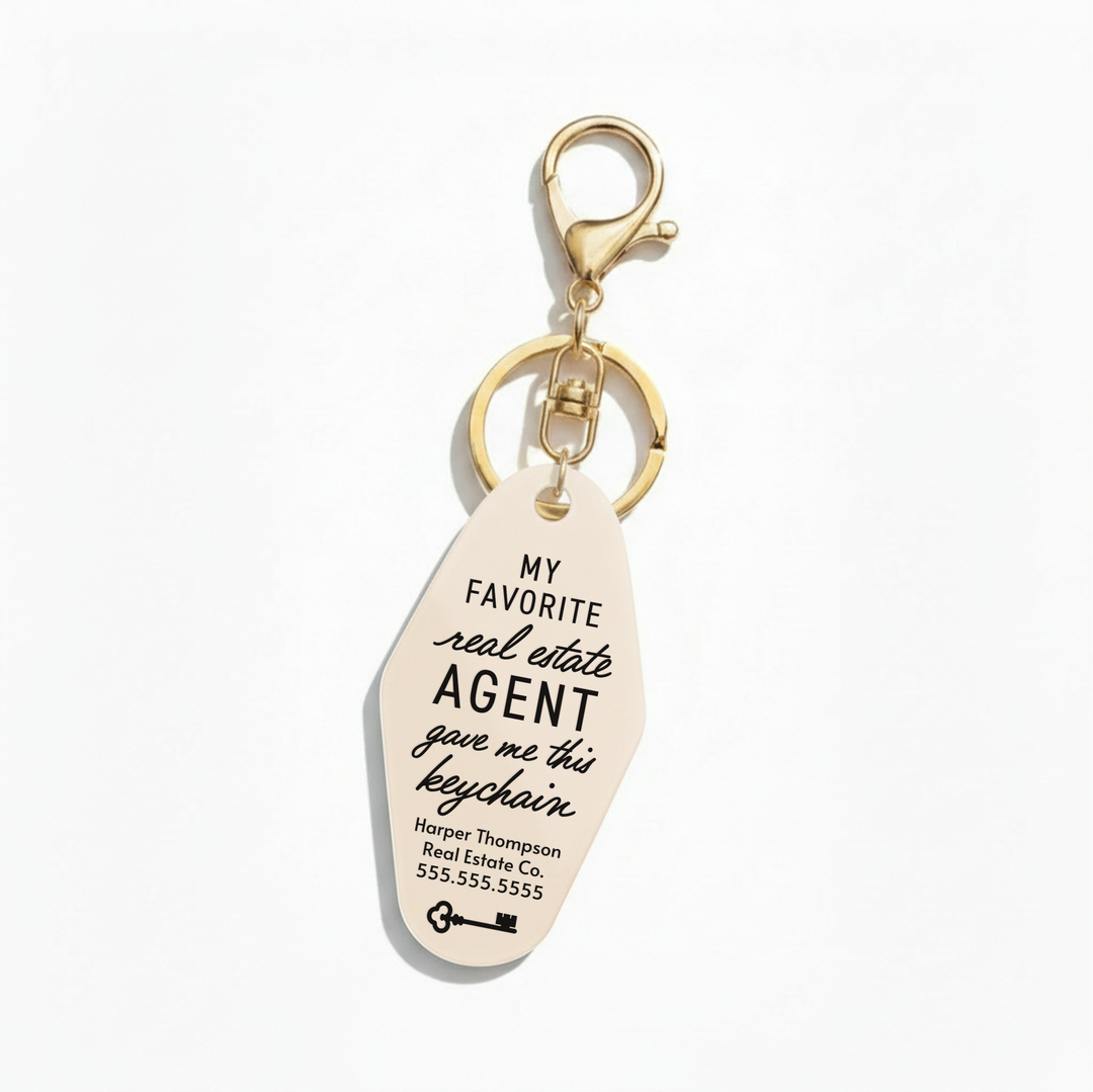 Customizable My Favorite Real Estate Agent Keychains Keychain Market Dwellings IVORY