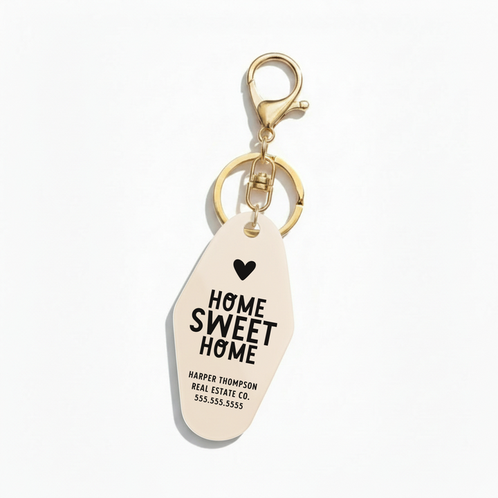 Customizable Home Sweet Home Keychains Keychain Market Dwellings IVORY