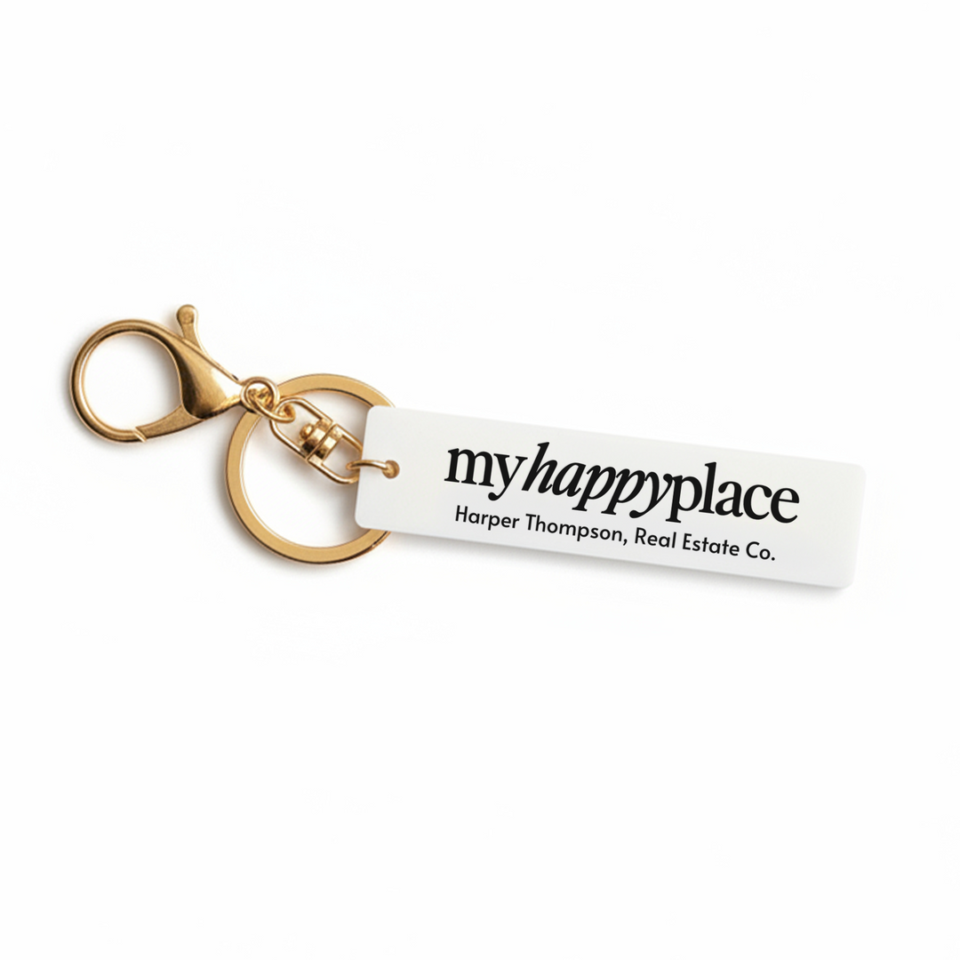 Customizable My Happy Place Keychains Keychain Market Dwellings WHITE