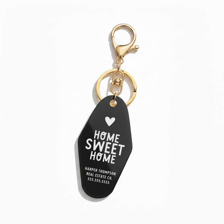 Customizable Home Sweet Home Keychains Keychain Market Dwellings BLACK