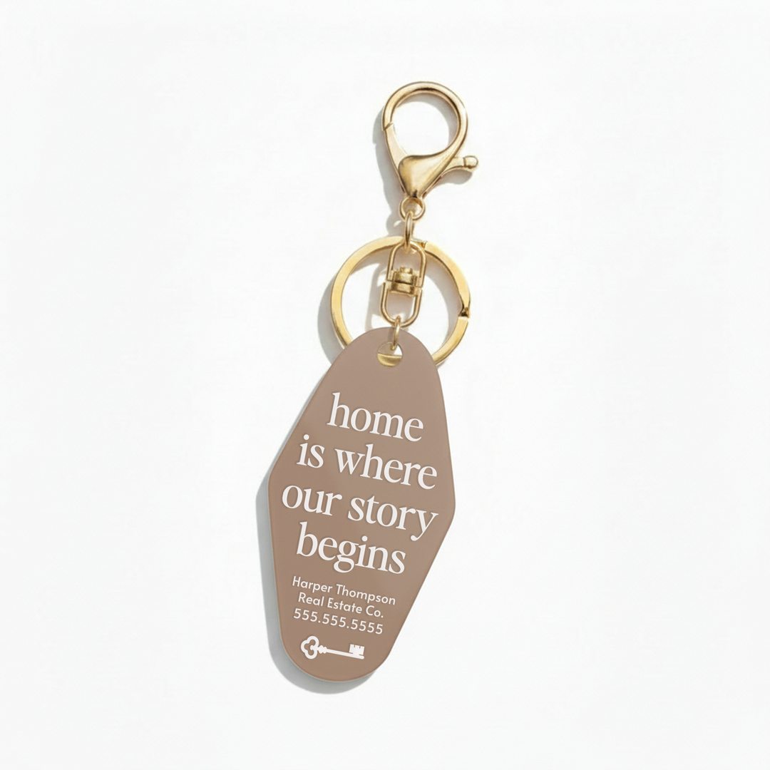 Customizable Home Is Where Our Story Begins Keychains Keychain Market Dwellings COCONUT