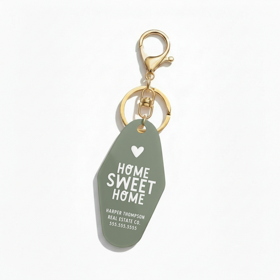 Customizable Home Sweet Home Keychains Keychain Market Dwellings OLIVE