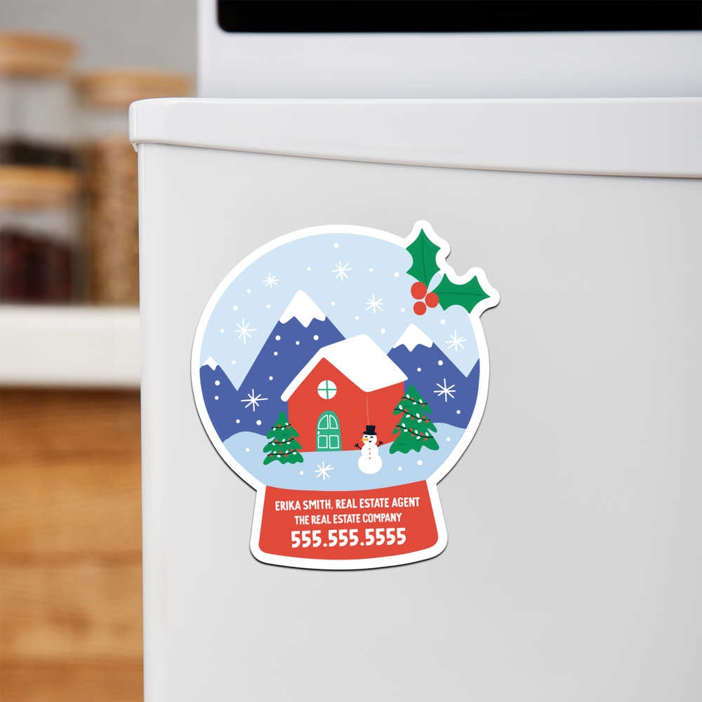 Customizable | Holiday Snow Globe Refrigerator Magnets | DSM-20-AB Magnet Market Dwellings SKY  