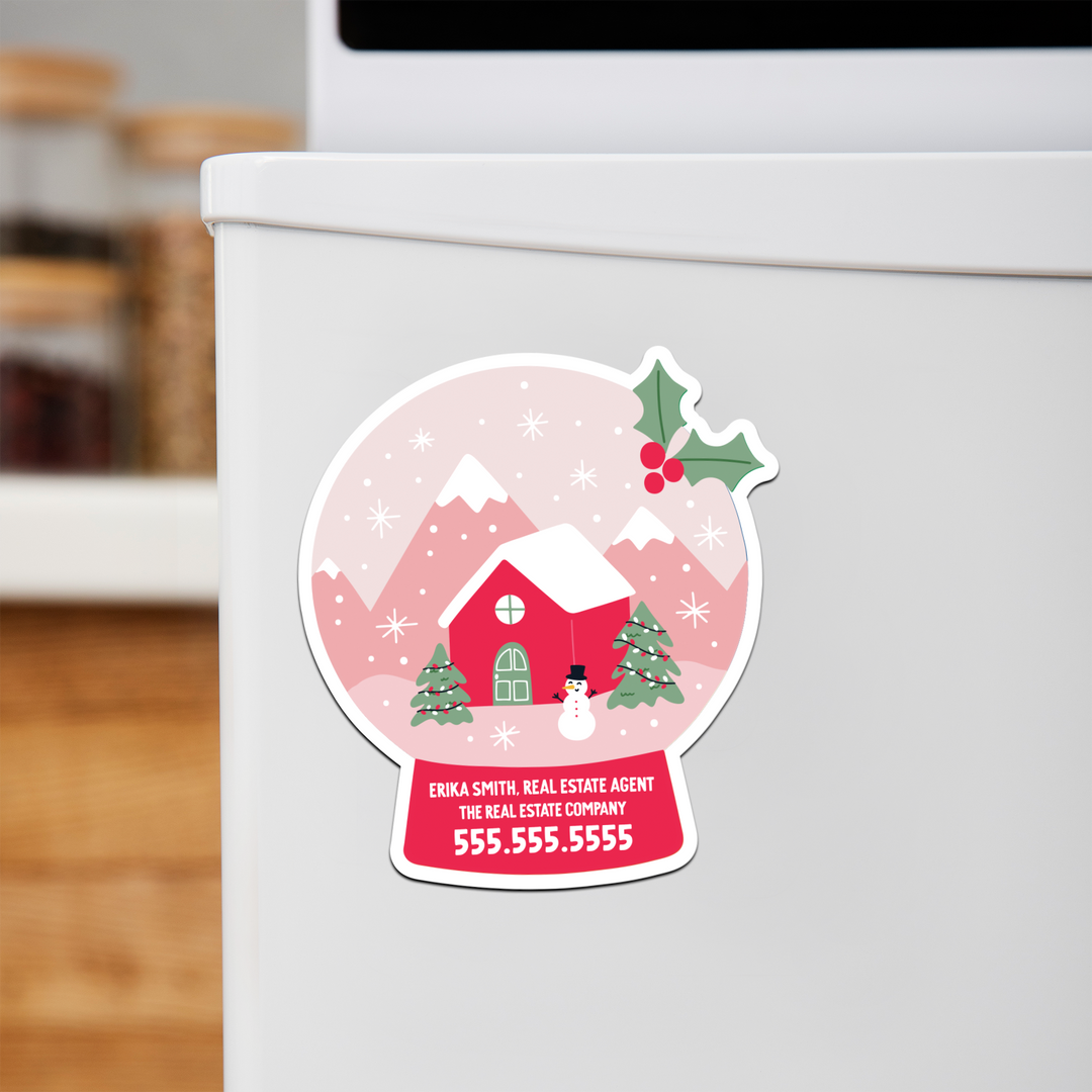 Customizable | Holiday Snow Globe Refrigerator Magnets | DSM-20-AB Magnet Market Dwellings SOFT PINK  