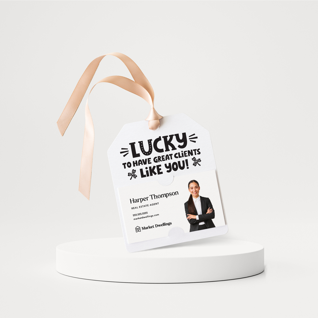 Lucky To Have Great Clients Like You | St. Patrick's Day Pop By Gift Tags | SP10-GT001 Gift Tag Market Dwellings WHITE  