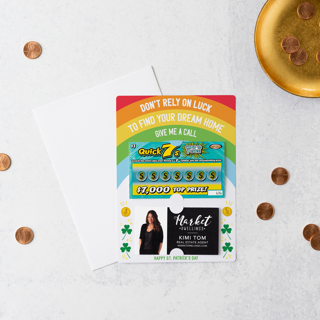 Set of Don't Rely on Luck to Find Your Dream Home Colorful St. Patrick's Day Real Estate Lotto Mailer | Envelopes Included | SP3-M002 Mailer Market Dwellings   