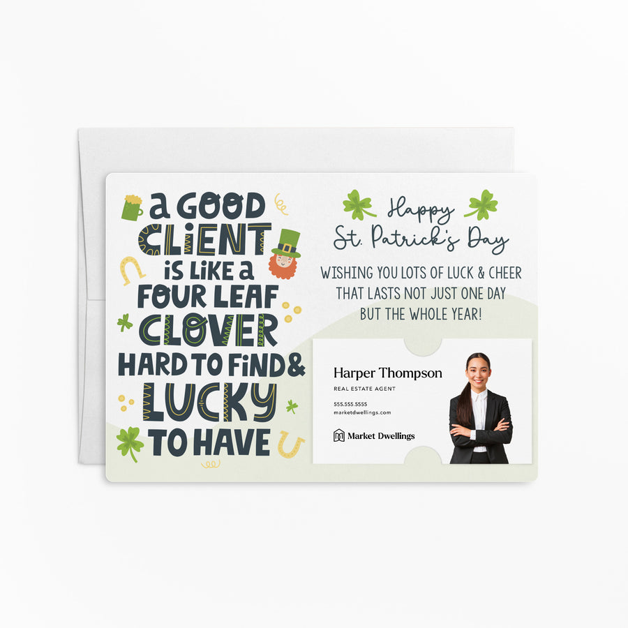 Set of "A Good Client is Like a Four Leaf Clover" Mailers | Envelopes Included | SP6-M003 Mailer Market Dwellings