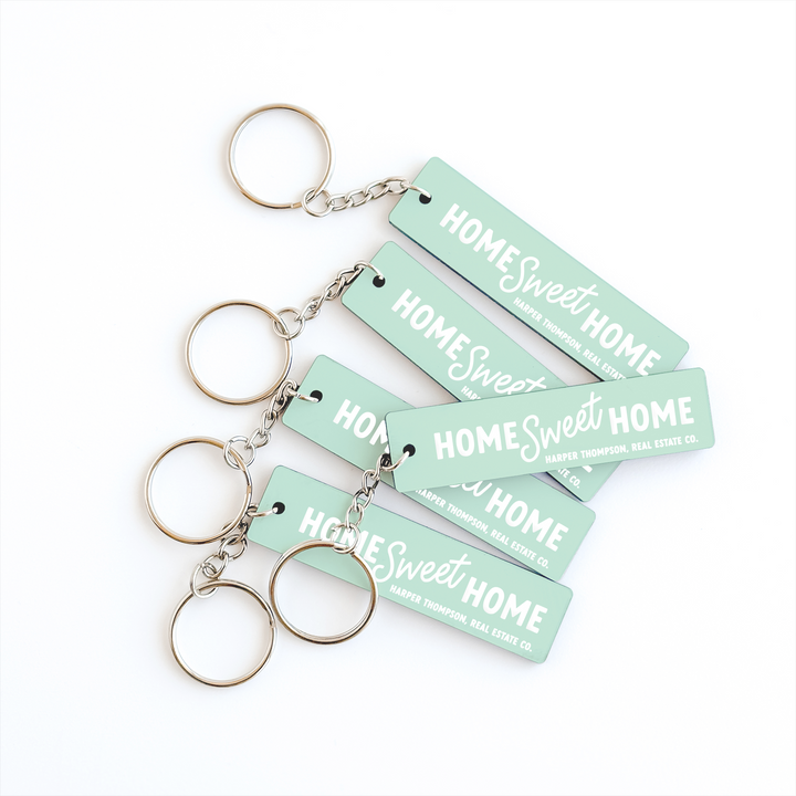 Customizable Home Sweet Home Keychains Keychain Market Dwellings SPEARMINT SILVER