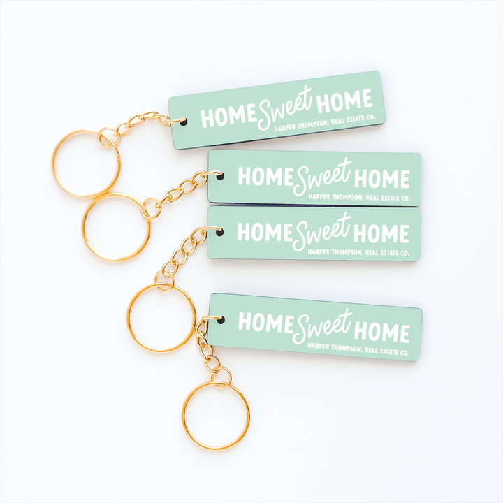 Customizable Home Sweet Home Keychains Keychain Market Dwellings SPEARMINT GOLD