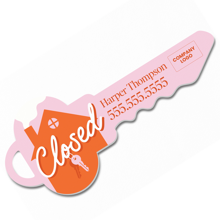 Customizable | Closing Day Sign | Photo Prop | DSY-24-AB Key Sign Market Dwellings SOFT PINK CLOSED