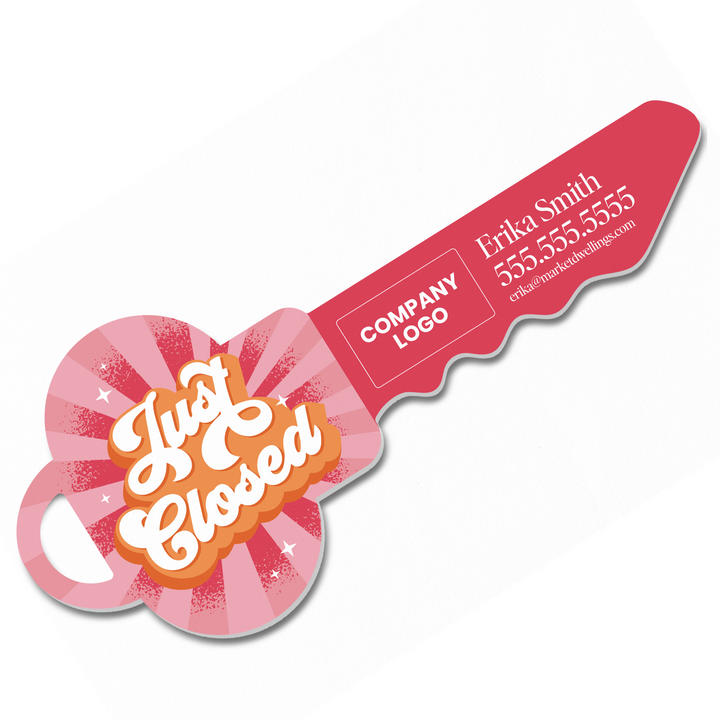 Customizable | Just Closed Sign | Photo Prop | DSY-23-AB Key Sign Market Dwellings PINK SHERBET