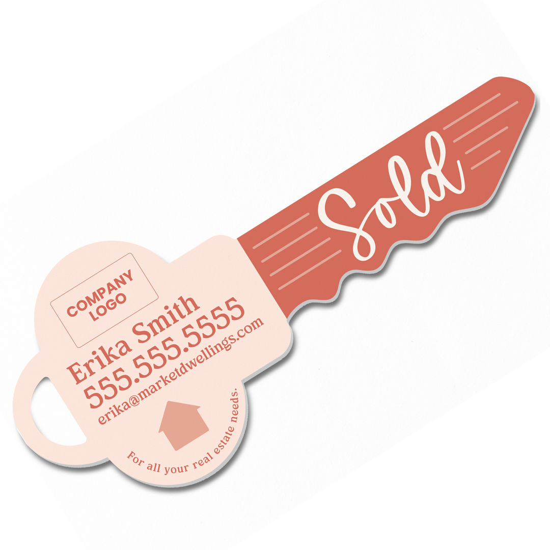 Customizable | Sold Real Estate Key Sign | Photo Prop | DSY-10-AB Key Sign Market Dwellings