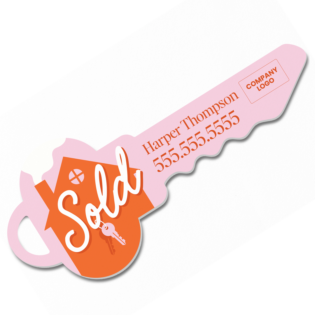 Customizable | Closing Day Sign | Photo Prop | DSY-24-AB Key Sign Market Dwellings SOFT PINK SOLD