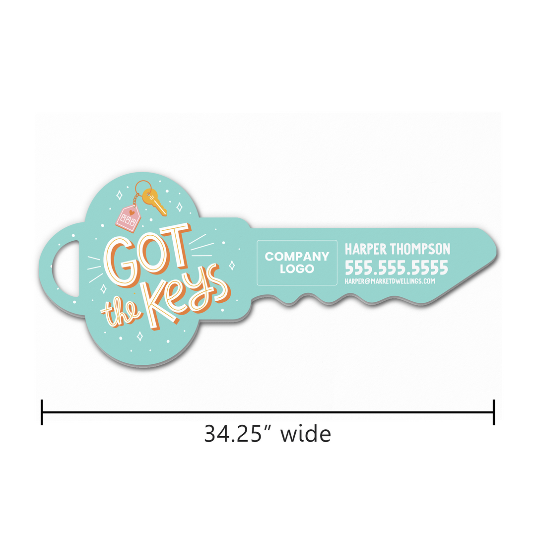 Customizable | Got The Keys Real Estate Key Sign | Photo Prop | DSY-21 Key Sign Market Dwellings