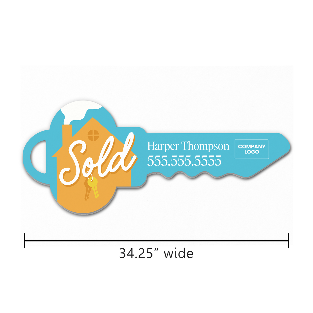 Customizable | Closing Day Sign | Photo Prop | DSY-24-AB Key Sign Market Dwellings