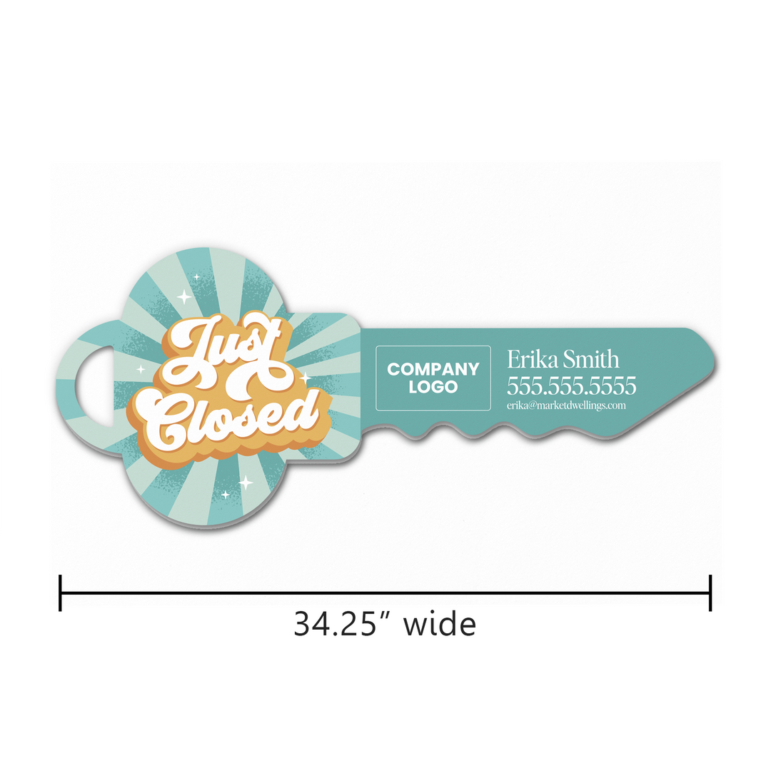Customizable | Just Closed Sign | Photo Prop | DSY-23-AB Key Sign Market Dwellings