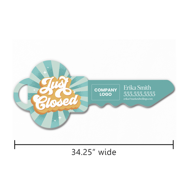 Customizable | Just Closed Sign | Photo Prop | DSY-23-AB Key Sign Market Dwellings