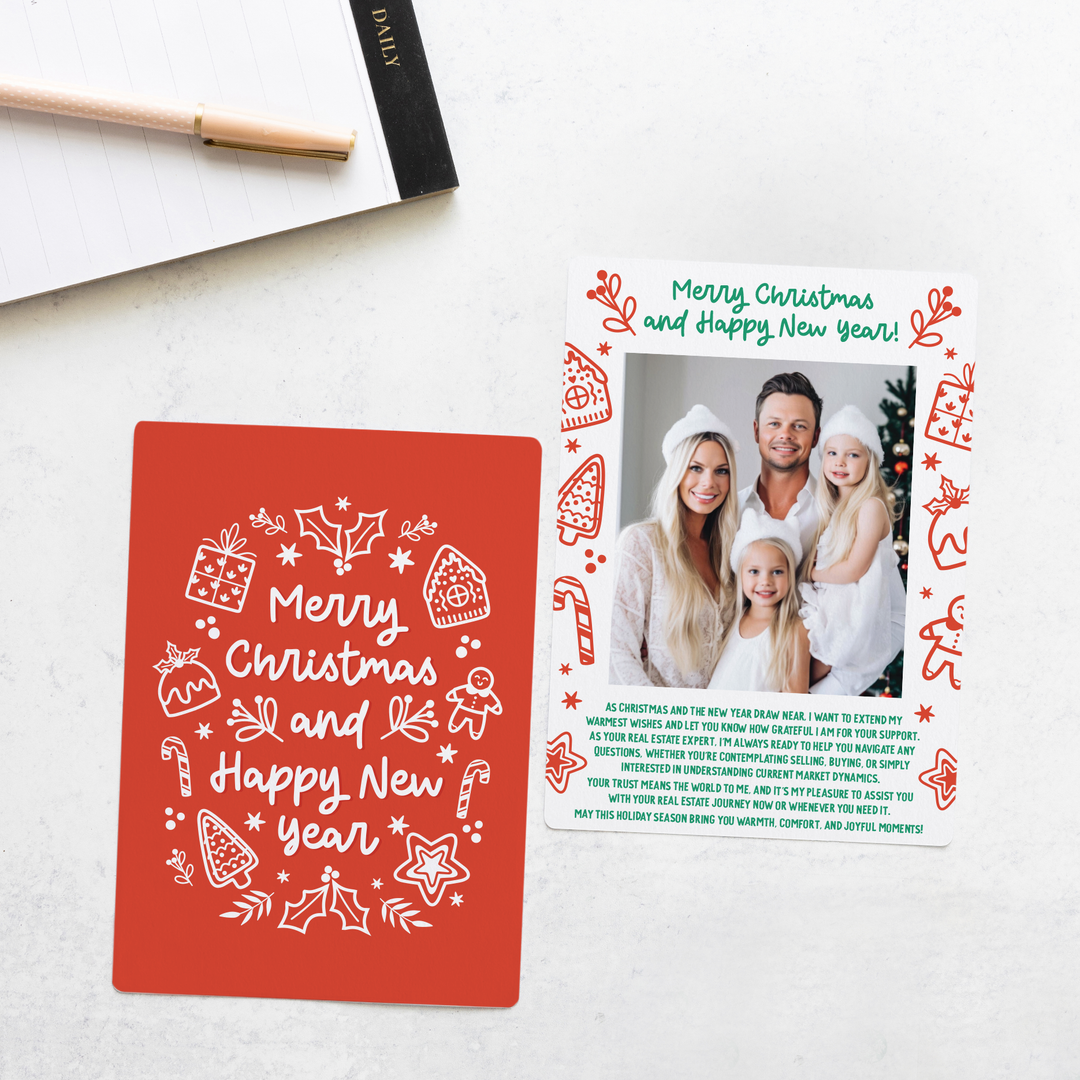Set of Merry Christmas and Happy New Year | Christmas Mailers | Envelopes Included | M29-M006-AB