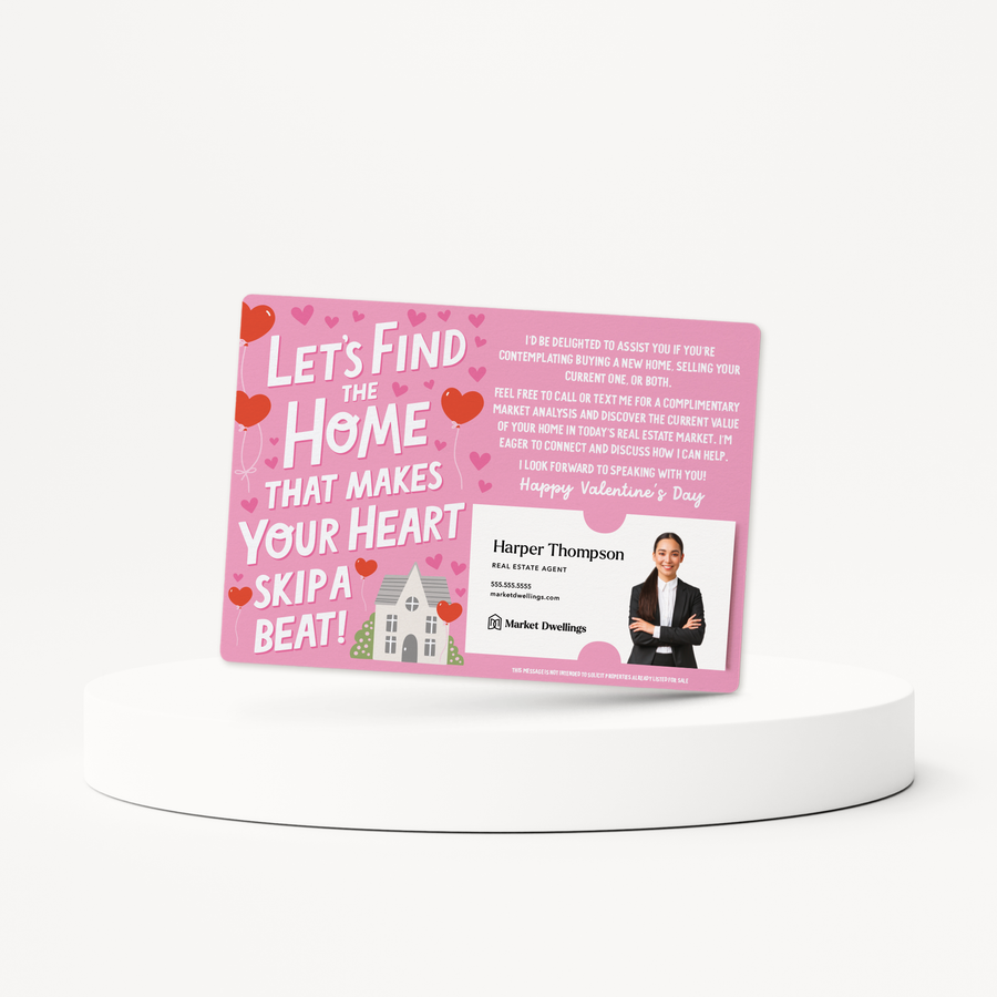 Set of Let's Find The Home That Makes Your Heart Skip A Beat! | Valentine's Day Mailers | Envelopes Included | M152-M003 Mailer Market Dwellings   