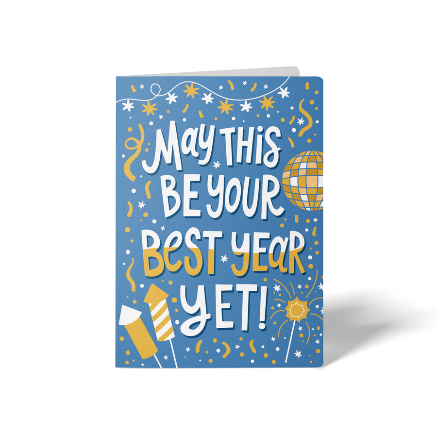 Set of May This Be Your Best Year Yet! | New Year Greeting Cards | Envelopes Included | 104-GC001-AB Greeting Card Market Dwellings COOL BLUE