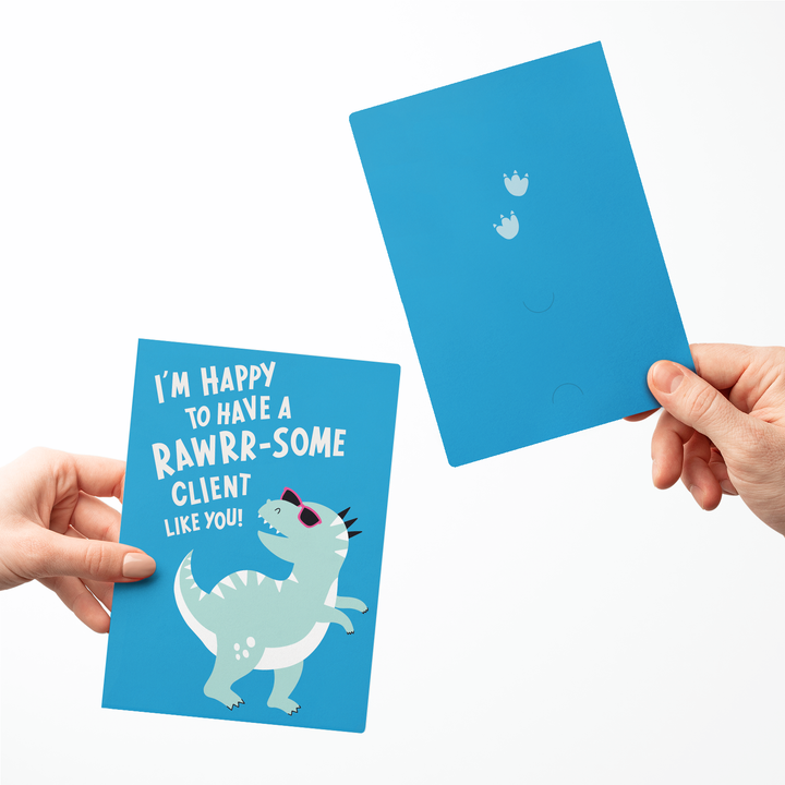 Set of I’m Happy to Have a RAWRR-some Client Like You! | Greeting Cards | Envelopes Included | 105-GC001-AB Greeting Card Market Dwellings