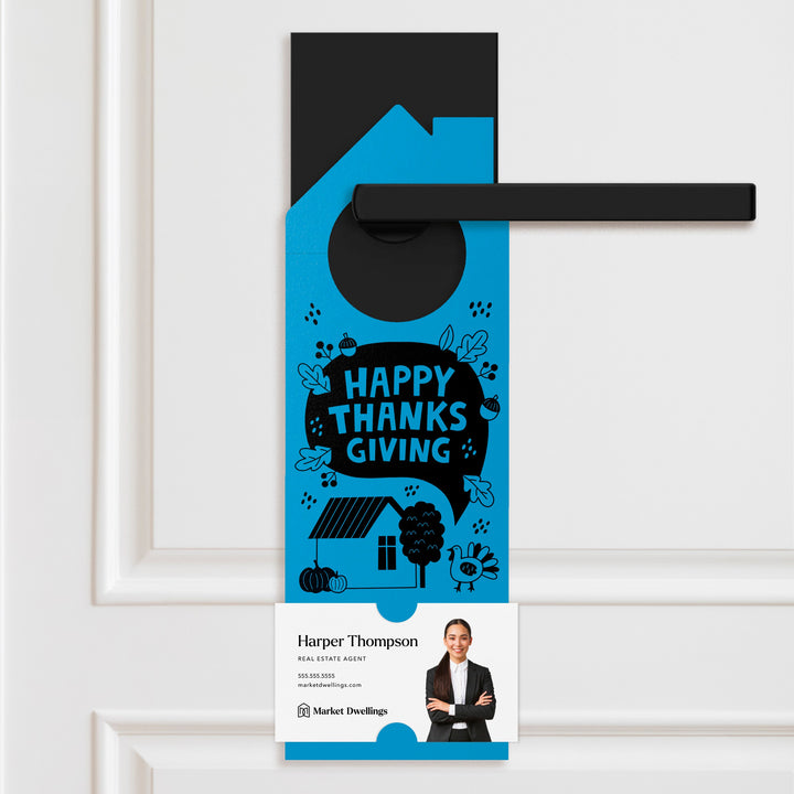 Happy Thanksgiving | Real Estate Neighbor Door Hangers | 115-DH002 Door Hanger Market Dwellings CARROT  