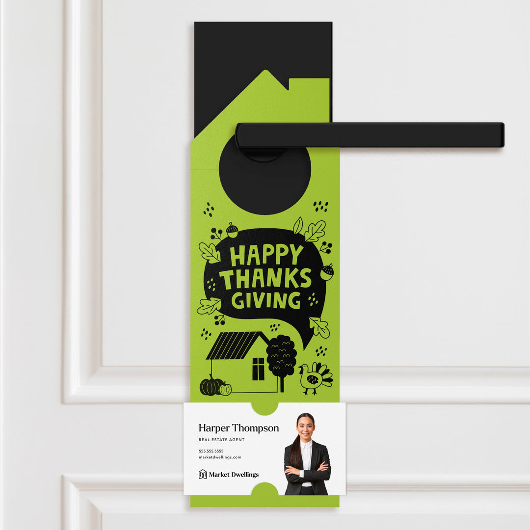 Happy Thanksgiving Neighbor Door Hangers Door Hanger Market Dwellings GREEN APPLE